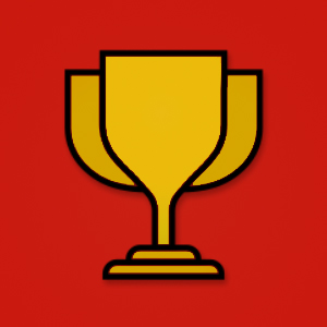 gold trophy. red background